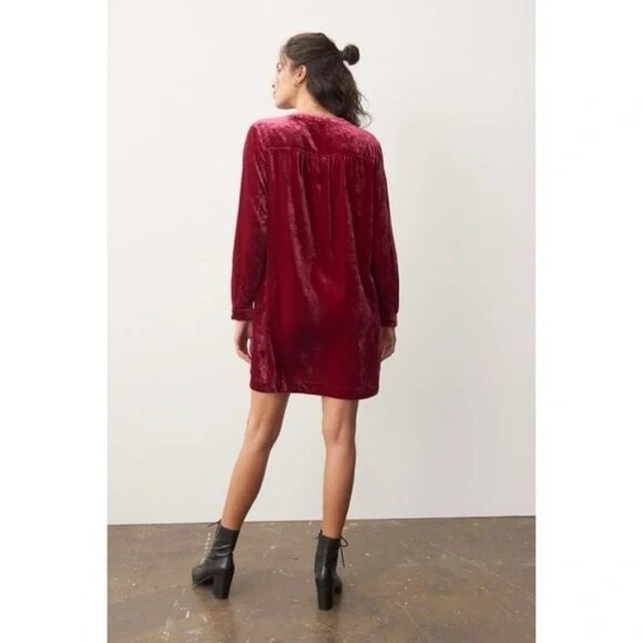 Anthropologie Melody Velvet Long Sleeve Tunic Mini Dress Pink Red 1X / XL - Picture 11 of 12